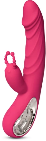 12-Speed Red Color Silicone Rabbit Vibrator with Wiggling Functi