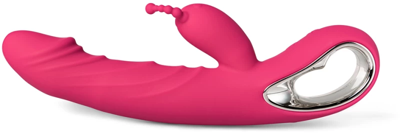 12-Speed Red Color Silicone Rabbit Vibrator with Wiggling Functi