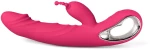 12-Speed Red Color Silicone Rabbit Vibrator with Wiggling Functi