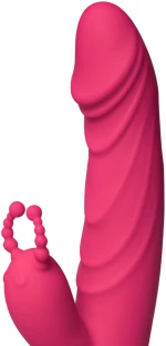 12-Speed Red Color Silicone Rabbit Vibrator with Wiggling Functi