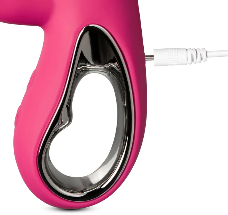 12-Speed Red Color Silicone Rabbit Vibrator with Wiggling Functi