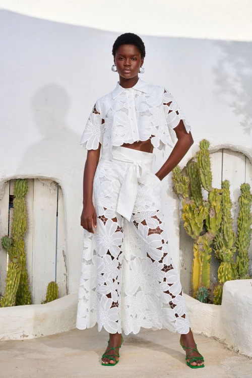 Παντελόνι Γυναικείο Floral Λευκό Lace