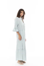 Γυναικείο Beachwear Pink Label - Blue Cloud - Maxi - Βαμβακερό - Κοντό Μανίκι