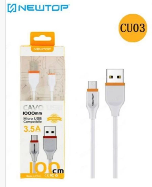 Newtop Καλώδιο USB to micro USB 1 μέτρο CU03 Άσπρο/Πορτοκαλί