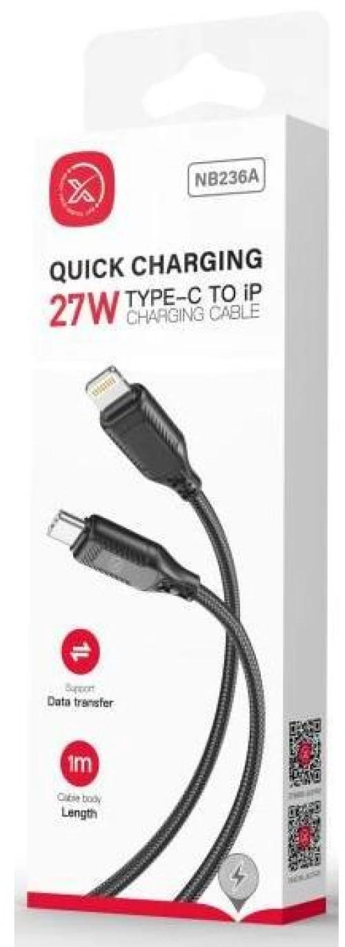XO NB-Q236A ΚΑΛΩΔΙΟ ΦΟΡΤΙΣΗΣ TYPE-C ΣΕ LIGHTNING, 27W, ΜΑΥΡΟ