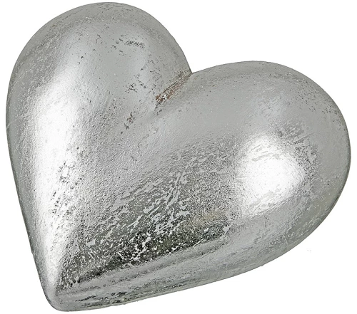 Διακοσμητικό Καρδιά Ασημί Κεραμικό 13.5x15.5x6.5cm