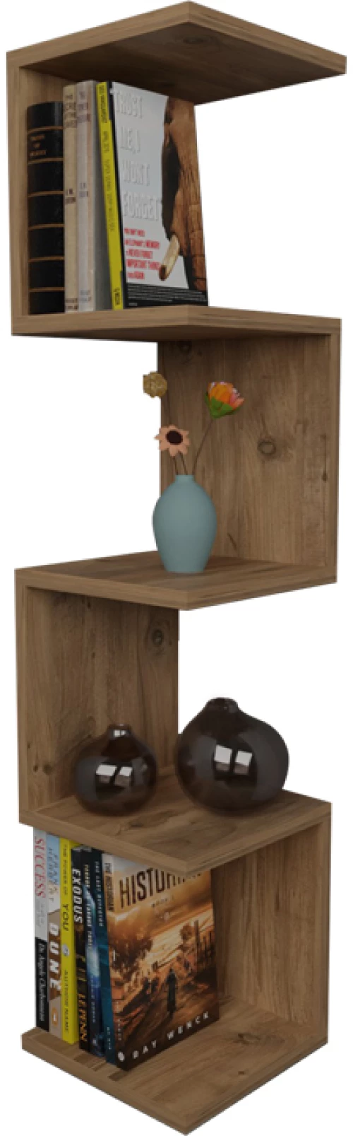 Ραφιέρα τοίχου Zigzag pakoworld oak μελαμίνης 25x25x109εκ