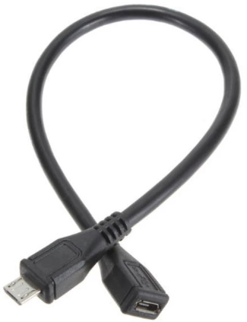 Μετατροπέας Καλώδιο Επέκτασης Micro USB 2.0 Αρσενικό σε Micro USB Θηλυκό (21.5cm) (Μαύρο) (OEM)