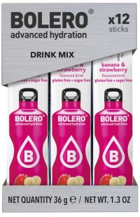 Bolero χυμός σε σκόνη 12 x 3 γρ χωρίς ζάχαρη - Φράουλα/Μπανάνα