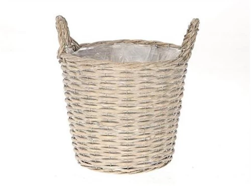 Καλάθι ψάθινο φυσικό/νάυλον Φ20,5 Η16cm