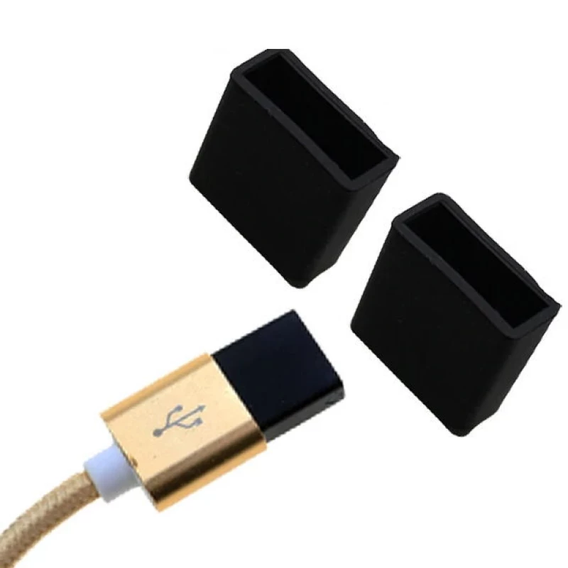 Μαλακό Πλαστικό Κάλυμμα  Υποδοχής Θύρας USB Καλωδίου (2τμχ) (Μαύρο #2) (OEM)
