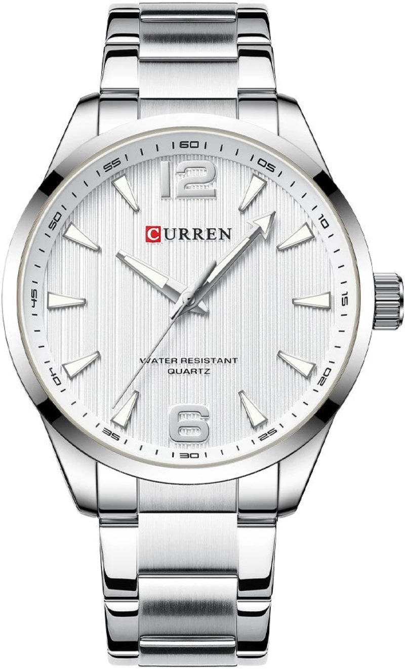 Curren 8434 Silver White Ρολόι με Λευκό Καντράν και Ασημένιο Μπρασελέ