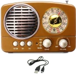 Φορητό Ασύρματο Retro Ηχείο Bluetooth FM/USB/TF/AUX 5W Meier M-161BT Καφέ