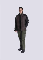 Μπουφάν ελαφρύ δύο υλικών KHAKI/BLACK