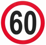 Αυτοκόλλητο Με Όριο Ταχύτητας "60" Απλό 15cm Σ.Π.506 1 Τεμάχιο