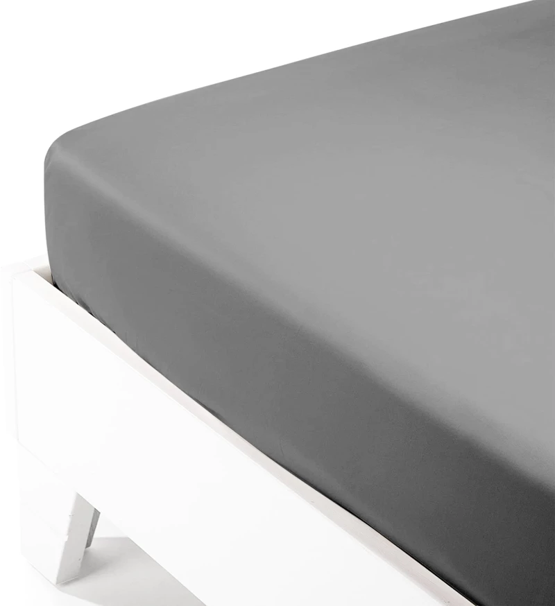 Κατωσέντονο Satin με λάστιχο Dark Grey Υπέρδιπλο (180x200 35)