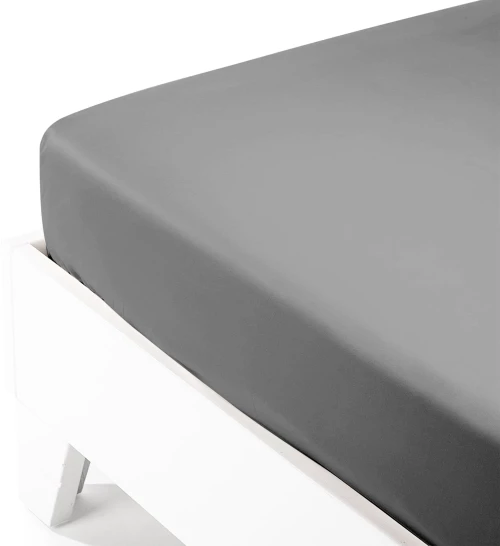 Κατωσέντονο Satin με λάστιχο Dark Grey Υπέρδιπλο (180x200 35)