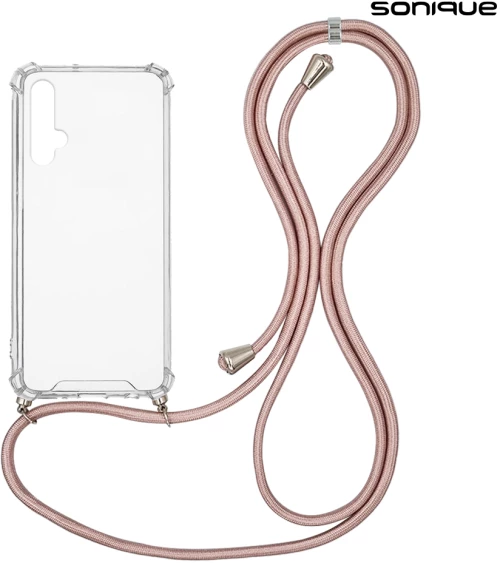 Θήκη Σιλικόνης με Κορδόνι Sonique Armor Clear Honor 20 / Nova 5T Ροζ Χρυσό Σατινέ - Sonique - Ροζ Χρυσό Σατινέ - Honor 20, Nova 5T - Θήκες Πλάτης