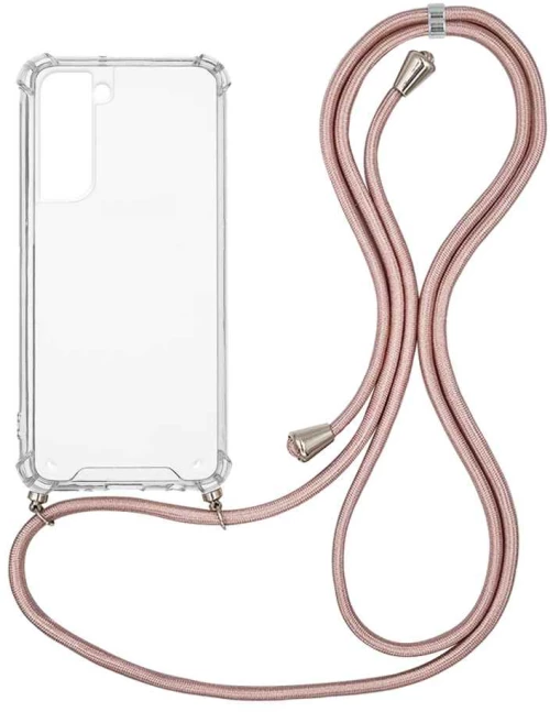 Θήκη Σιλικόνης με Κορδόνι Sonique Armor Clear Samsung Galaxy S21 FE Ροζ Χρυσό Σατινέ - Sonique - Ροζ Χρυσό Σατινέ - Galaxy S21 FE - Θήκες Πλάτης