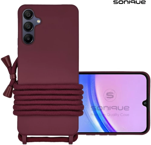 Θήκη Σιλικόνης με Κορδόνι CarryHang Sonique Samsung Galaxy A15 4G / Galaxy A15 5G Μπορντώ - Sonique - Μπορντώ - Galaxy A15 4G, Galaxy A15 5G - Θήκες Πλάτης