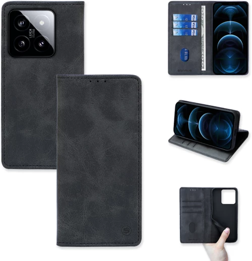 Θήκη Πορτοφόλι Vintage Magnet Wallet Sonique Xiaomi Xiaomi 14 Μαύρο - Sonique - Μαύρο - Xiaomi 14 - Θήκη Πορτοφόλι