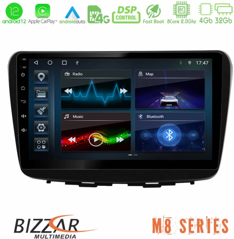 Bizzar M8 Series Suzuki Baleno 2016-2021 8core Android13 4+32GB Navigation Multimedia Tablet 9"