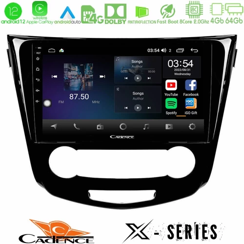 Cadence X Series Nissan Qashqai J11 (Manual A/C) 8core Android12 4+64GB Navigation Multimedia Tablet 10"