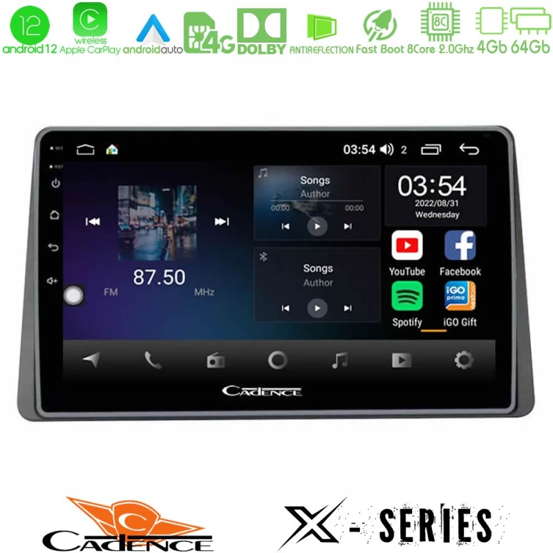 Cadence X Series Dacia Duster 2019-> 8core Android12 4+64GB Navigation Multimedia Tablet 9"