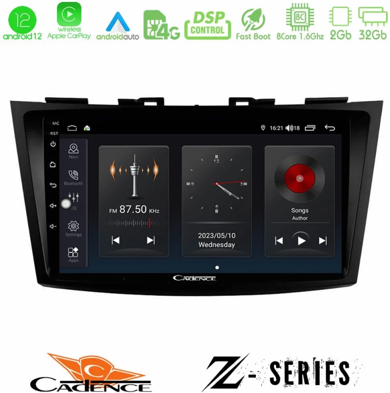 Cadence Z Series Suzuki Swift 2011-2016 8core Android12 2+32GB Navigation Multimedia Tablet 9"