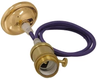 GloboStar® 115103 Κρεμαστό Φωτιστικό Οροφής Ανάρτηση με Χρυσή Μεταλλική Βάση - Υφασμάτινο Μωβ Καλώδιο και Χρυσό Μεταλλικό Ντουί Ε27