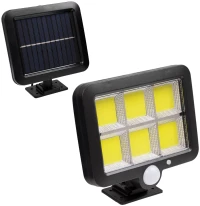 GloboStar® 71463 Αυτόνομος Ηλιακός Προβολέας LED 120 6 x COB 35W 1800lm με Ενσωματωμένη Μπαταρία 2400mAh - Φωτοβολταϊκό Πάνελ με Αισθητήρα Ημέρας-Νύχτας - PIR Αισθητήρα Κίνησης Αδιάβροχο IP65 Ψυχρό Λευκό 6000K