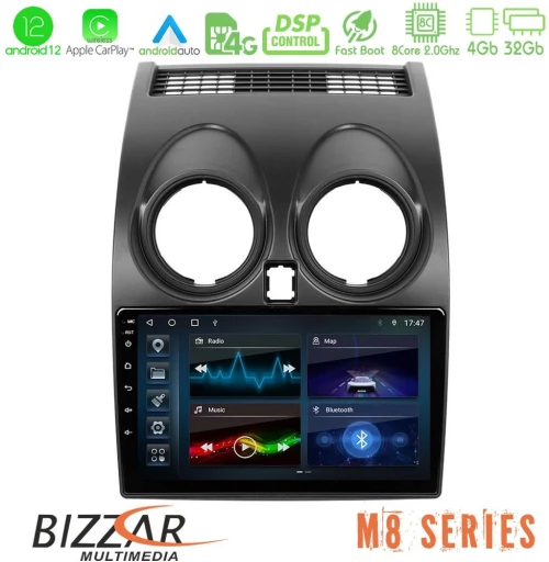 Bizzar M8 Series Nissan Qashqai J10 8core Android13 4+32GB Navigation Multimedia Tablet 9"