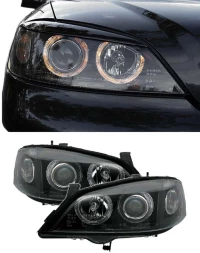 Μπροστινά Φανάρια Set Για Opel Astra G 97-04 Angel Eyes Μαύρα H7/H7 Depo