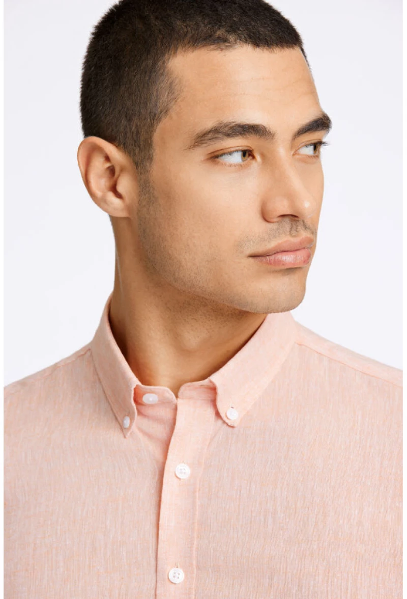 Lindbergh Men's Linen shirt Pastel/Orange