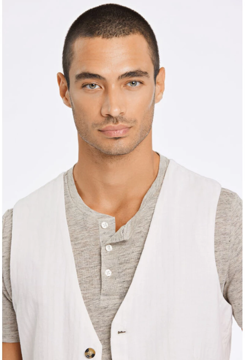 Lindbergh Men's Waistcoat Linen White