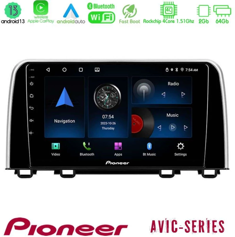Pioneer AVIC 4Core Android13 2+64GB Honda CR-V 2019-+gt; Navigation Multimedia Tablet 10"