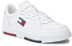 Tommy Jeans ανδρικό δερμάτινο sneaker retro basket λευκό EM0EM01397-YBS