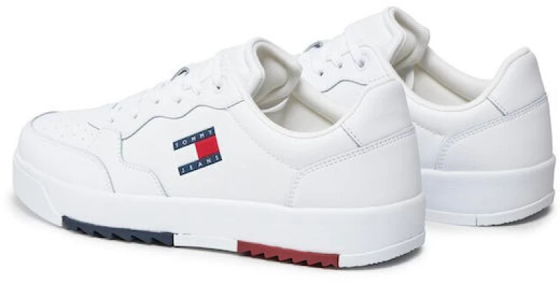Tommy Jeans ανδρικό δερμάτινο sneaker retro basket λευκό EM0EM01397-YBS