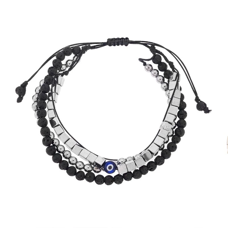 Βραχιόλι Unisex Senza Hematite και  Lava Stones SSD5195LV