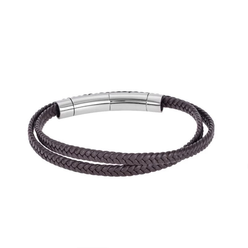 Βραχιόλι Senza Men`s Steel Brown Leather Strap SSD4956SBN