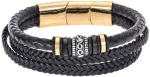 Βραχιόλι Senza Men`s Steel Black Leather Strap SSD4976GBK