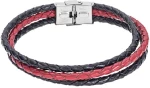 Βραχιόλι Senza Men`s Steel Black και  Red Leather Strap SSD4998-3