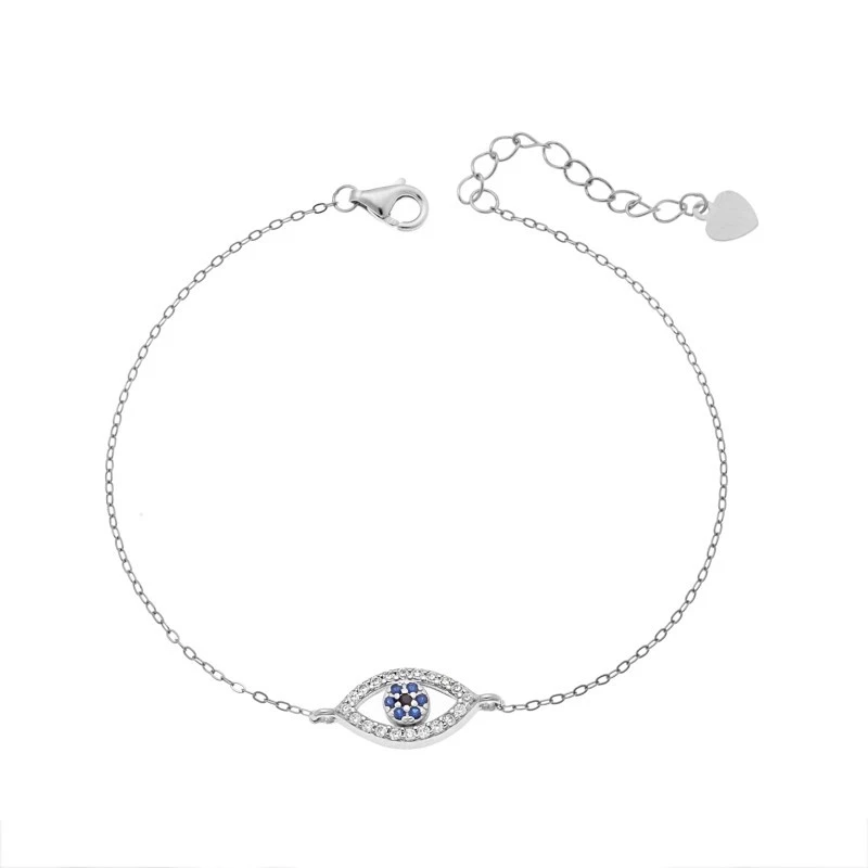 Βραχιόλι Senza Silver 925, Ματάκι μπλε με ζιργκόν SSR3089SR