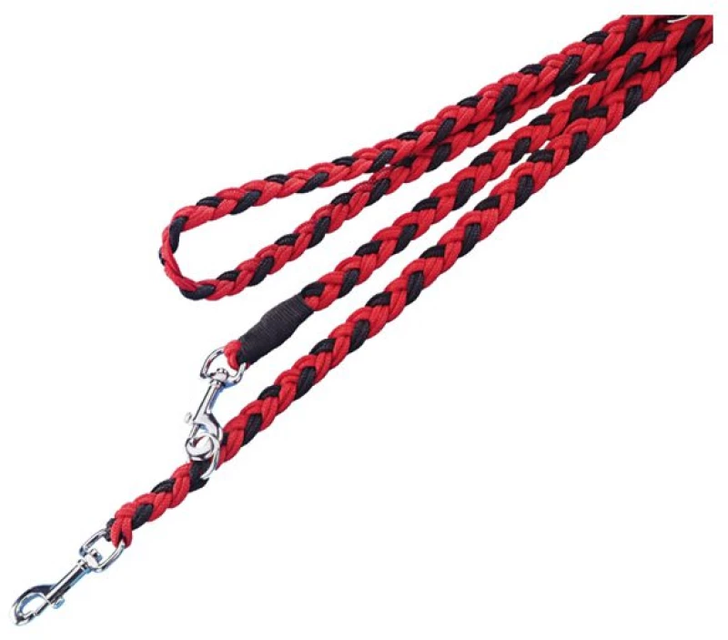 Nobby Πλεκτό Λουρί-Οδηγός Κόκκινο-Μαύρο Small-Medium 16mm x 200cm