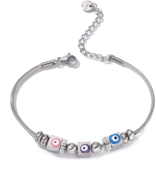 Βραχιόλι ατσάλινο με ματάκια (B1599)