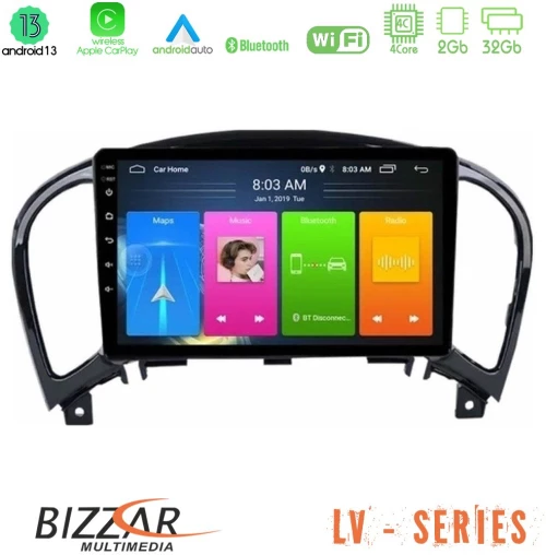 Bizzar LV Series Nissan Juke 4Core Android 13 2+32GB Navigation Multimedia Tablet 9"