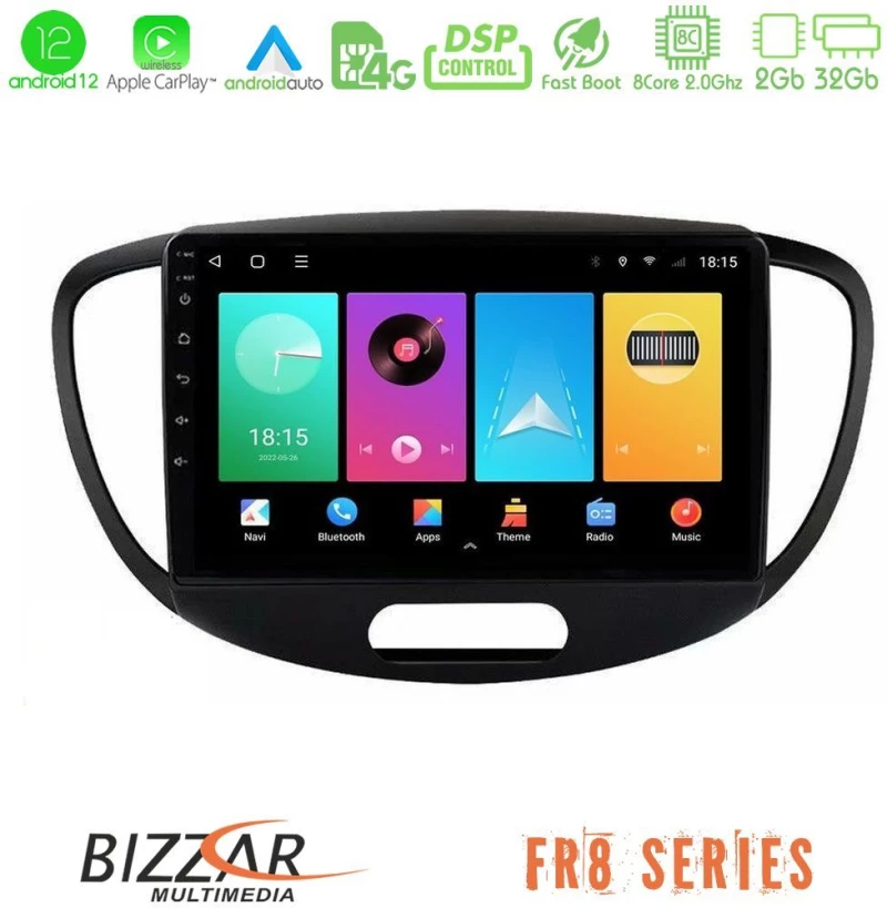 Bizzar FR8 Series Hyundai i10 2008-2013 8core Android13 2+32GB Navigation Multimedia Tablet 9"