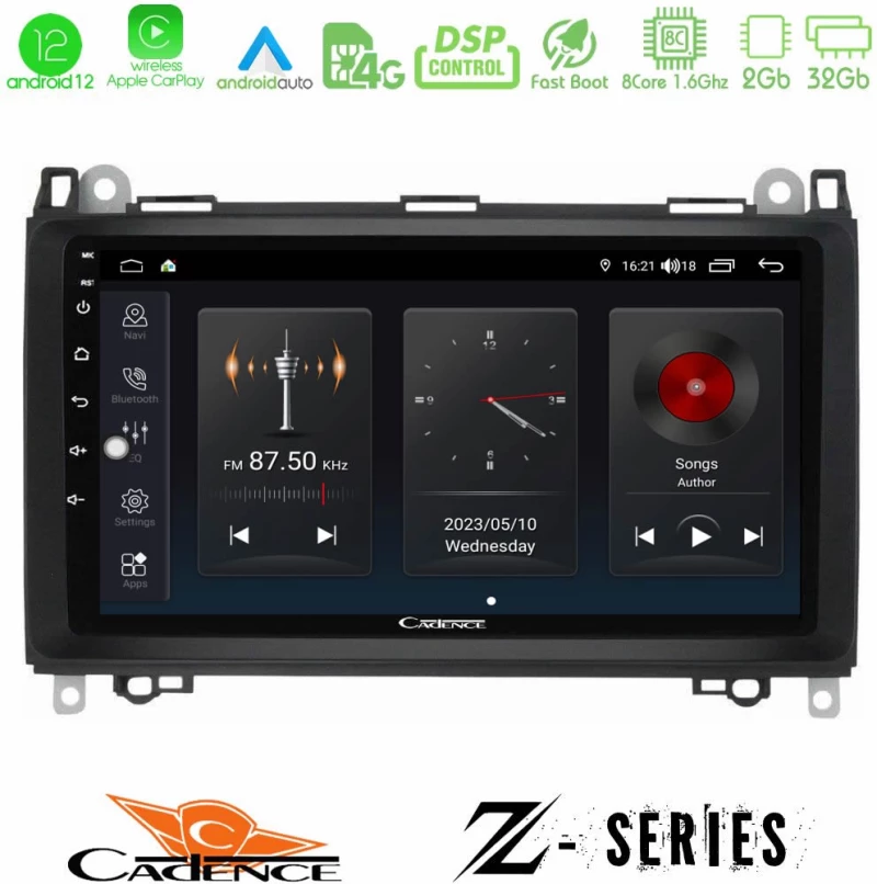 Cadence Z Series Mercedes A/B/Vito/Sprinter Class 8core Android12 2+32GB Navigation Multimedia Tablet 9"
