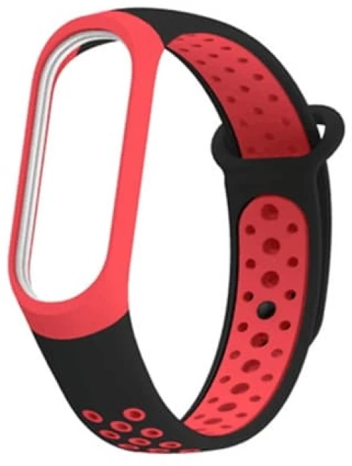 Λουράκι για Xiaomi Mi Band 3/4 Black/ Red With Dots OEM