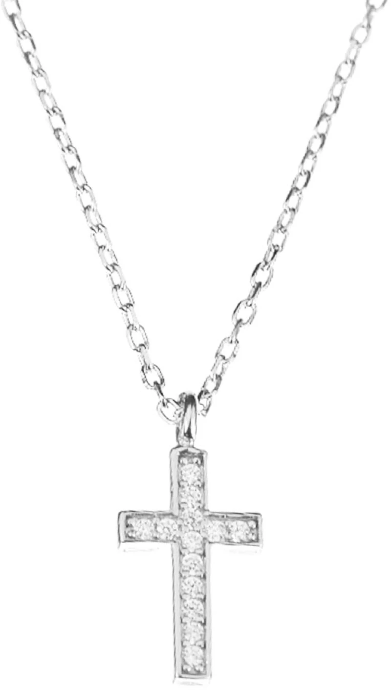 Κολιέ Ασημένιο 925 Σταυρός με zircon 45cm Gatsa ΚΛ247